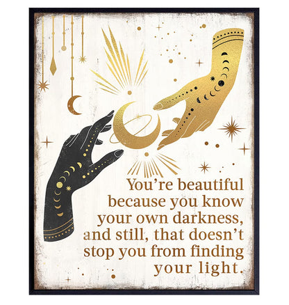 Boho Witchcraft Wall Art - Gothic Witchy Room Decor - Inspirational Positive Quotes for Women - Encouraging Gifts - Shabby chic Celestial Wicca Wiccan Witch Motivational poster - Pagan Supplies