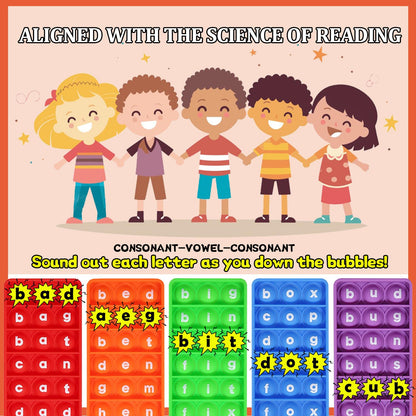 CVC Word Games, Sensory Toy to Learn and Spell, Phonics Games Flash Cards for Preschool Kindergarten Classroom Supplies, Multisensory Reading and Phonics Flash Cards for Kids 3+ Years