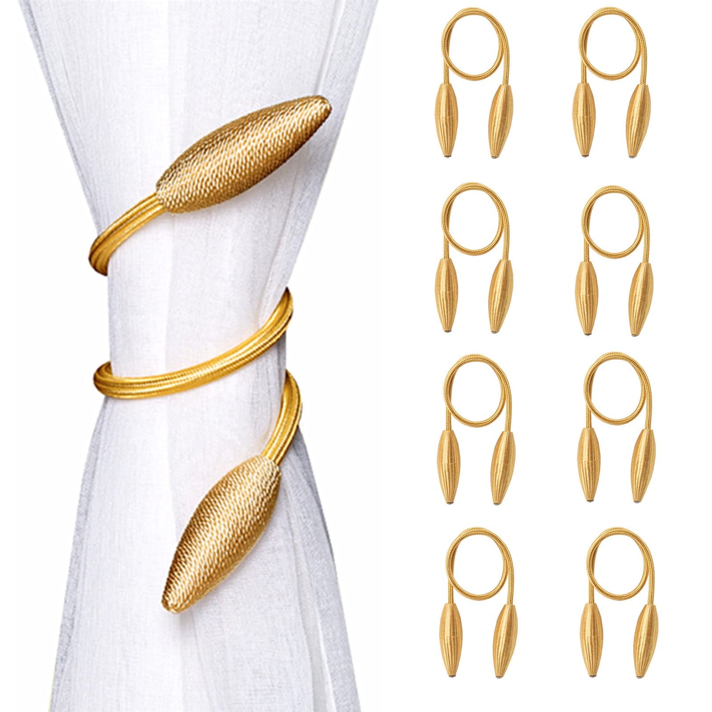 SWTOOL 8-Pack Gold Curtain Holdbacks Decorative Window Drape Twist Curtains Tiebacks Random Modelling Curtain Holders