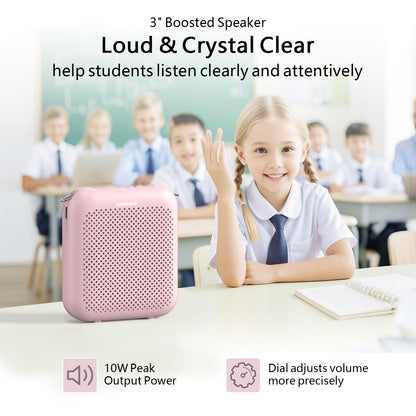 Norwii Bluetooth Voice Amplifier, Power Amplifiers, Portable Mini Wired Microphone Headset for Teacher Classroom & Outdoor Lectures, Teaching, Tour Guides, USB-C Rechargeable - 2000mAh, Pink
