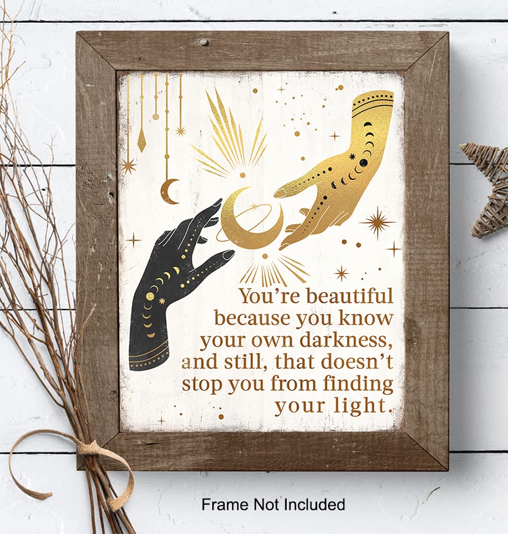 Boho Witchcraft Wall Art - Gothic Witchy Room Decor - Inspirational Positive Quotes for Women - Encouraging Gifts - Shabby chic Celestial Wicca Wiccan Witch Motivational poster - Pagan Supplies