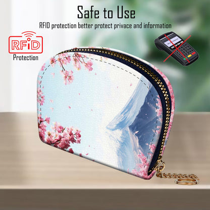 KJFHDJFDH Credit Card Holder RFID Wallet, Small Card Holder Wallet for Women with Keychain Zipper, Leather Print Credit Card Wallets Accordion Gift,Japanese Cherry Blossom
