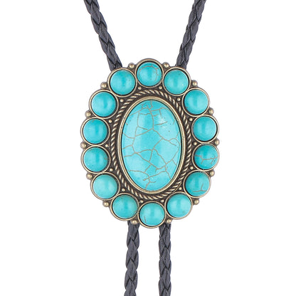 GelConnie Turquoise Bolo Tie for Men Womens Bolo Tie Cowboy Necktie Natural Stone Bolo Ties Necklace