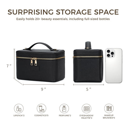 Makeup Bag Vanity Case for Women – Portable Cosmetic Bag Makeup Bag Organizer Travel Toiletry Bag with Removable Divider