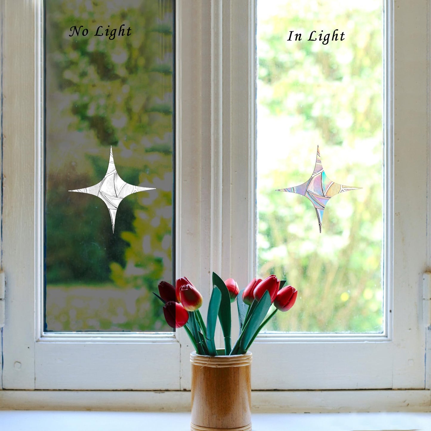 60 Pieces Static Window Clings Anti Collision Window Decals for Bird Strikes, Glass Door Window Stickers, Stop Birds Flying into Windows, Star Style