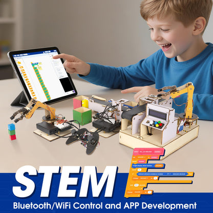 3-in-1 ESP32 IoT Control Smart Factory Kit with 2-in-1 TruckBott Smart Car Kit, Electronics Programming Robotics Kit Compatible with Arduino Scratch, School Home DIY Education STEAM Set for Teens 12+