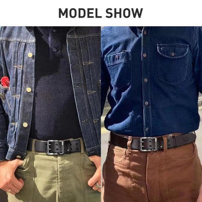 BISON DENIM Men's Belts Leather Dress Genuine Leather Classic Heavy Duty Buckle Belt Casual for Jeans…