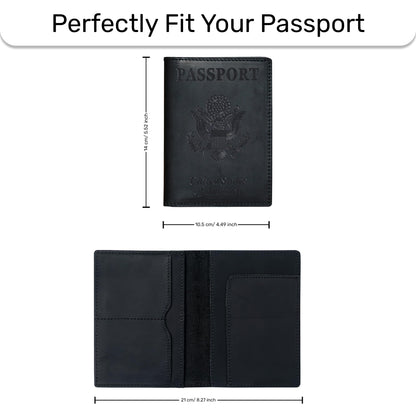 HIFA Leather Passport Holder, Handmade Passport Cover with Card and Ticket Slot - Genuine Leather, Elegant Design, Easy Access - Passport Case, Passport Wallet, Passport Holder