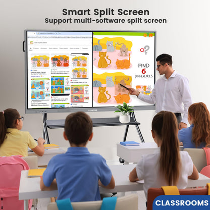 KEINONE 75'' 4K Smart Board, Android 14 OS 8+128 GB Interactive Whiteboard, Electronic Digital Whiteboard with Open App Ecosystem, Touchscreen Smart Board for Home, Office and Classroom, Gray
