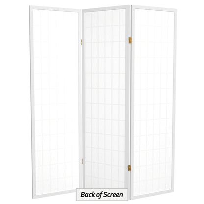 Red Lantern 5 ft. Tall Window Pane Shoji Screen - White - 3 Panels