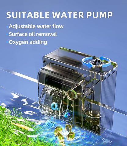 5 Gallon Fish Tank Aquarium Kit with Filter, Heater, LED Light with Timer, Siphon Vacuum Cleaner, Lid, Self-Cleaning Glass Rimless Betta Tank