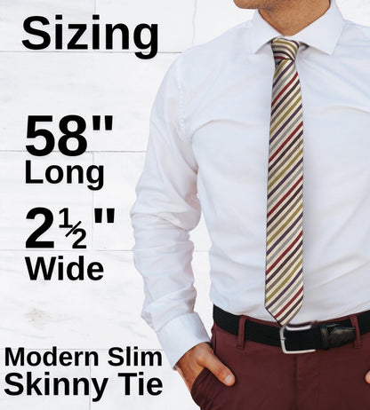 Otis & Oliver Skinny Tie Cotton Striped Modern Necktie Great for Weddings, Dances, Missionaries, Dads, Grooms and Groomsmen (Prague)