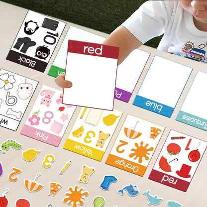 BEUNITONE 63Pcs Colour Sorting Felt Flannel Boards Stories Set & Calm Down Activity Board Indoor Activities Home Felt Board Kit for Friends DIY Crafts Interactive Gifts