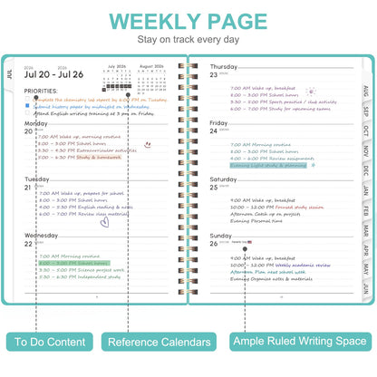 Planner 2026-2027, Weekly and Monthly Academic Planner, July 2026 - June 2027, Hardcover Calendar Agenda Book for School Year Planning, School Supplies for Teacher and Student, A5(6.3'' x 8.5'')