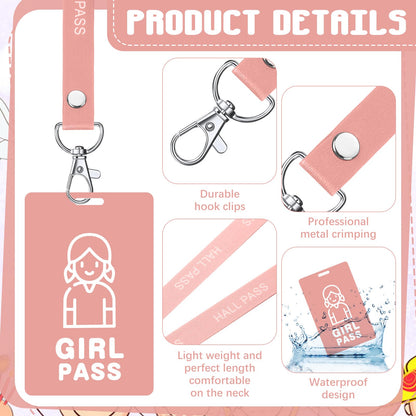 Fuyoooo 16 Set Boho Hall Pass Lanyards Unbreakable PVC Classroom Passes with Lanyards Boho Classroom School Teacher Supplies Bathroom Boy Girl Library Hall Office Nurse Pass