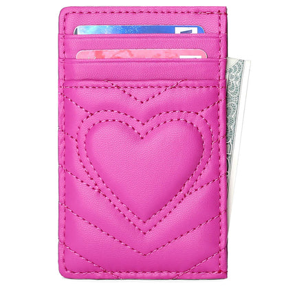 AUNER LEATHER Birthday Gifts for Teen Girls - Graduation Gifts for 10 11 12 13 14 15 16 Year Old Girl, Cute Heart Trendy Stuff, Quilted Leather Card Holder Slim Front Pocket Wallet for Teenage Girls