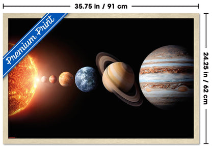 Science - Solar System Planets 26 Wall Poster, 34L" x 22.4W", Blonde Framed Version