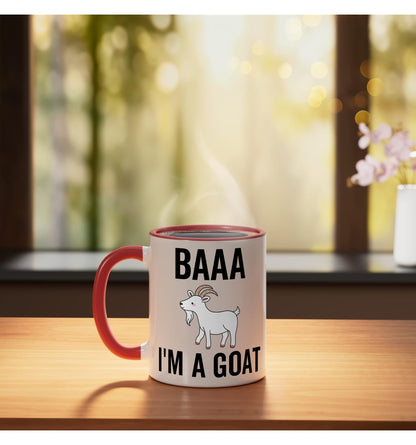Baaa I'm a Goat Funny Halloween Party Animal Costume Ceramic Mug, Red/White