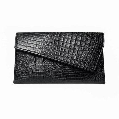 IAMUHI Women Vintage Faux Leather Crocodile Clutch Bag Alligator Envelope Evening Purse Crossbody Bag Purse Wallet,Black
