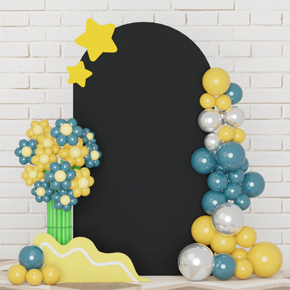 FUHSY 7.2FT Arch Cover Black Arch Backdrop Cover Spandex Fitted Backdrop Covers Fabric Wedding Arched for Chiara Round Top Arched Stand Covers Stretchy for Birthday Halloween