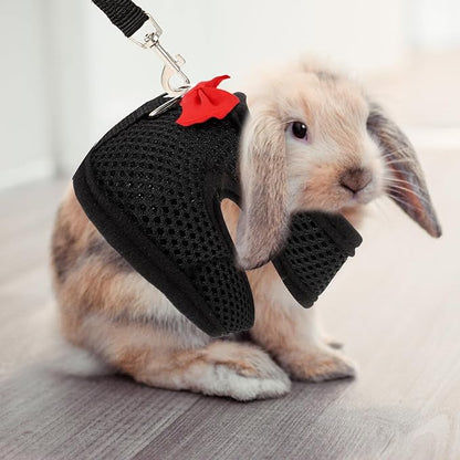 Balacoo Small Animal Harness Leash Set Breathable Soft Mesh Small Pet Vest Harness Size S Chest 20-23cm Rabbit Walking Leash for Guinea Pig and Other Small Pets