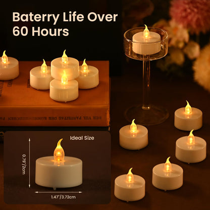 JOSU 24PCS Flameless Tea Lights Candles with Remote Timer, Led Battery Operated Electric Votive Candle for Wedding Centerpiece Table Decorations, Flickering Tealight Candles for Halloween Party Decor