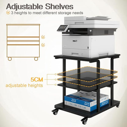 Natwind Printer Table Platform,3 Tier, Black