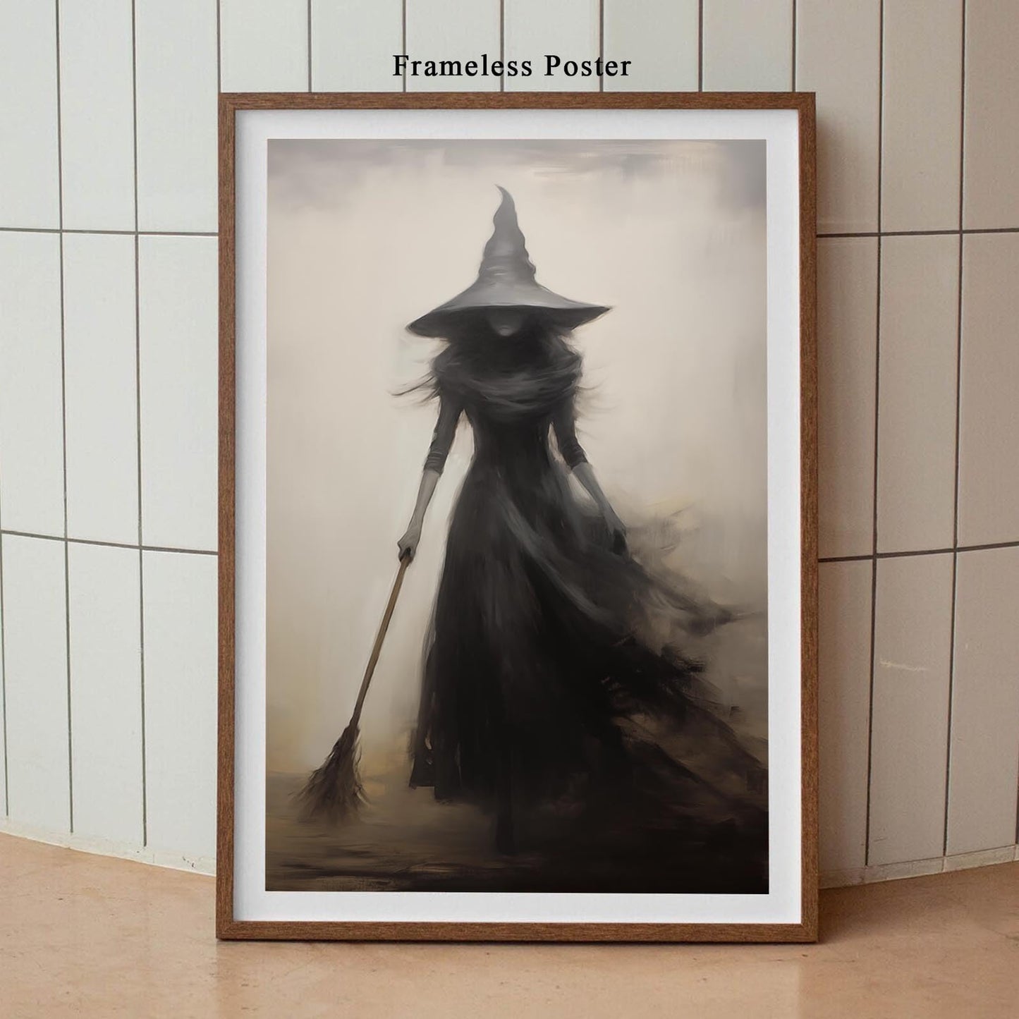 Dthllay Dark Gothic Witch Wall Art Canvas Vintage Rustic Poster, 16x24inch No Frame