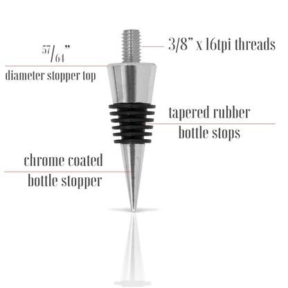 Savannah Classic Chrome Style Bottle Stopper with 3/8" x 16 tpi Threaded Post For Attaching Hand Made or Lathe Turned Handles (10 Chrome Stoppers)