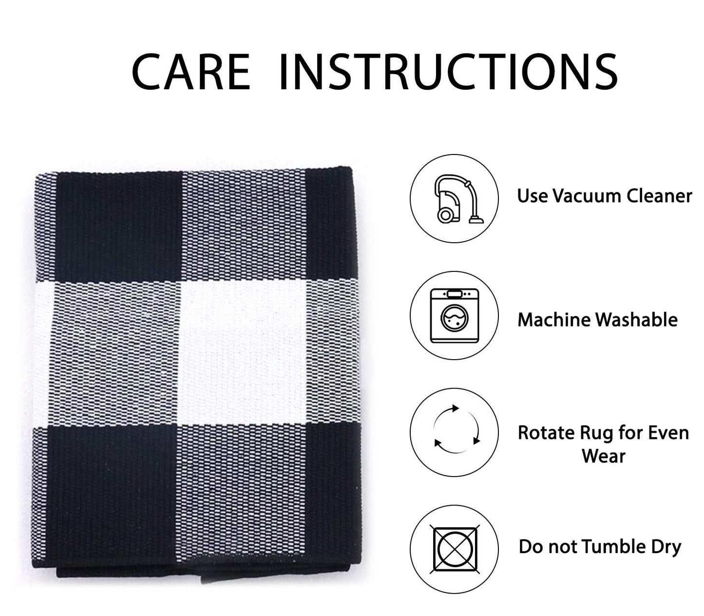 IOHOUZE Cotton Buffalo Plaid Check Rug Outdoor Doormat 27.5 x 43 Inches Washable Woven Outdoor Indoor Welcome Mats for Front Door/Farmhouse/Entryway/Home Entrance black and White Outdoor Rug