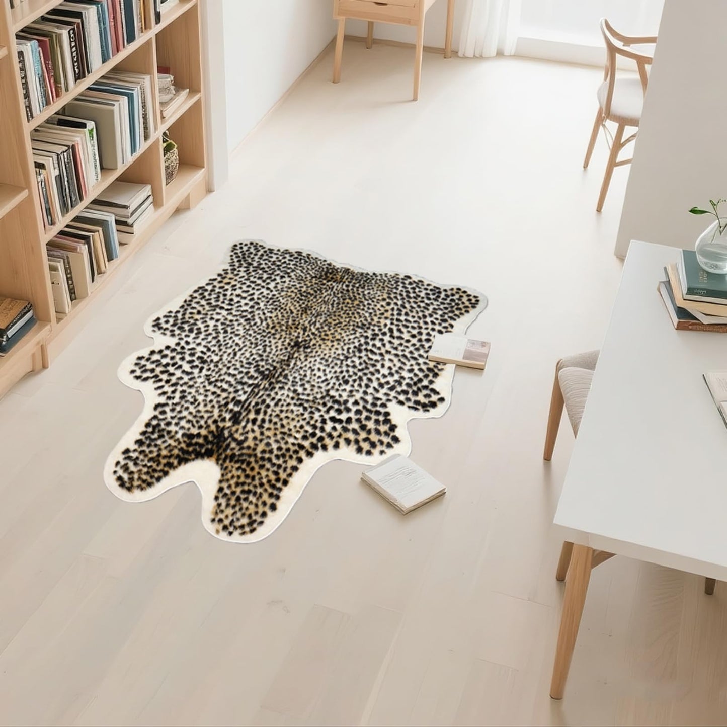 Fluffy Leopard Rug, Premium Cheetah Print Rugs, Soft Faux Fur Animal Carpet for Kids Room Bedroom, Living Room, Shaggy Teen Room Home Decor (Cheetah Print 39.4 X 36 in)