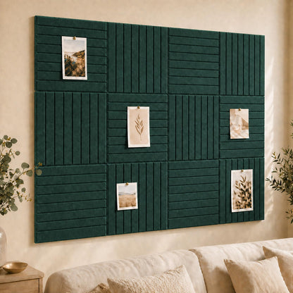 Baysola Stripe Felt Bulletin Board Panels 48 x 36 Inch Self Adhesive Wall Tiles Cork Board Alternative for Office Classroom Photos Notes 12 Pack