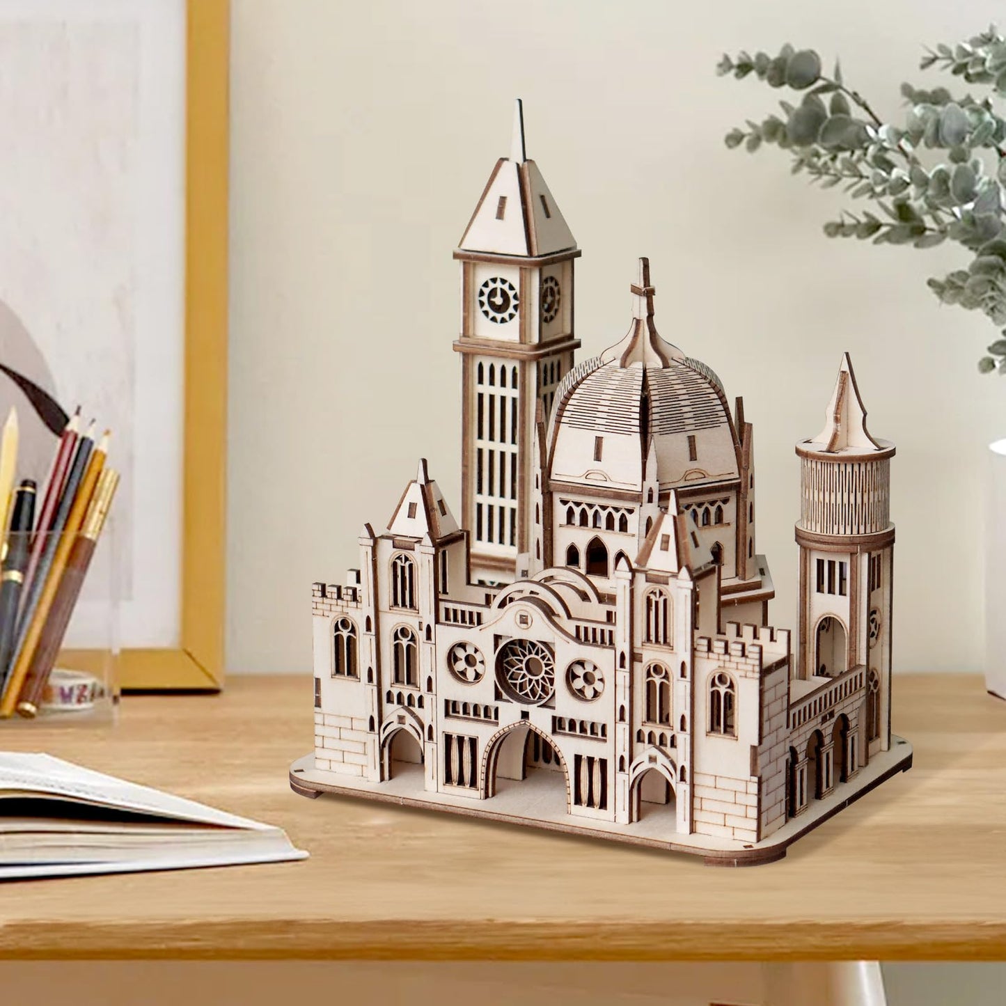 Foyucool 3D Wooden Puzzle for Adults, DIY Creative Castle Design Model Kit, Creative Assembly Model Building Kits to Build for Adults, DIY Assembly Puzzle for Christmas Day