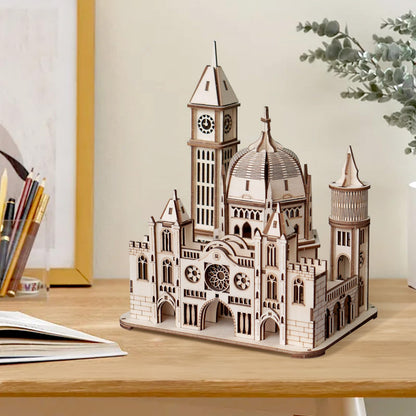 Foyucool 3D Wooden Puzzle for Adults, DIY Creative Castle Design Model Kit, Creative Assembly Model Building Kits to Build for Adults, DIY Assembly Puzzle for Christmas Day
