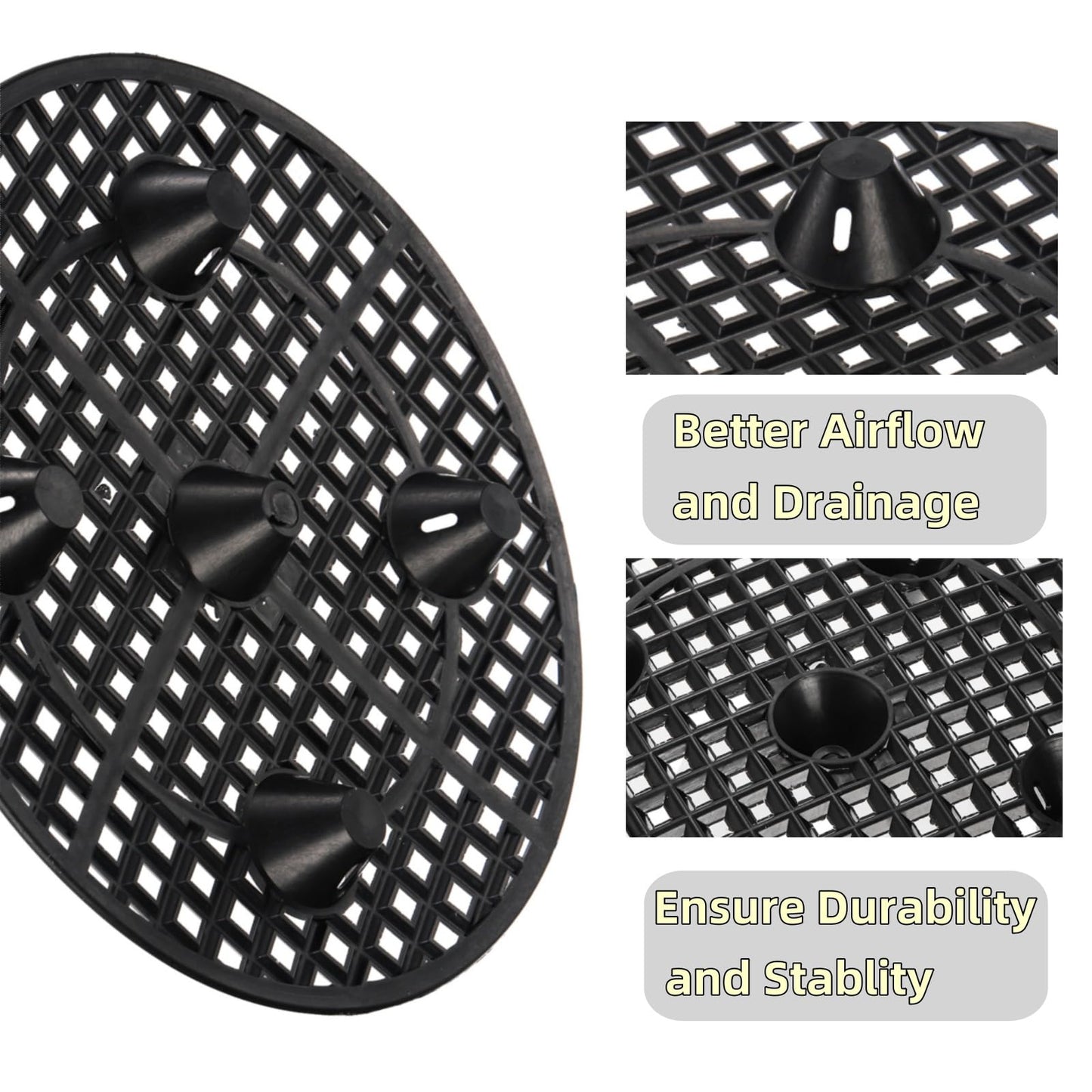 Tlence 15 PCS Plant Level Pot Elevator, 12 inch Plastic Potted Plant Stands, Large Patio Planter Riser Holder, Deck Floor Protector to Prevent Rot Damage, Plant Trivet for Indoor Outdoor Garden