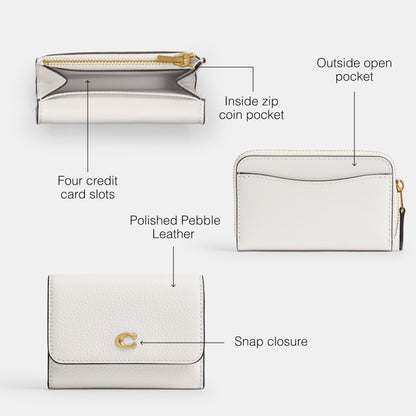 COACH Polished Pebble Leather Essential Flap Card Case