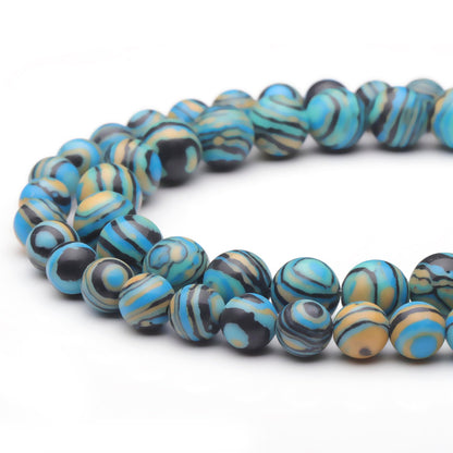 Youngbling Natural Gemstone Beads for Jewelry Making,6mm Blue Malachite Polished Round Smooth Stone,Genuine Real Stone Red Beads for Bracelet Necklace 15 Inch(Blue Malachite,6mm)