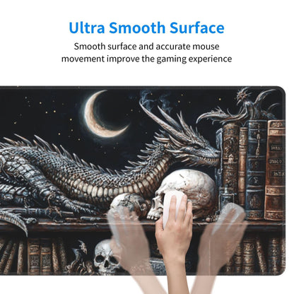 Mystical Dragon Mouse Pad 31.5 X 11.8 Inch Big Desk Rubber Base Stitched Edges Keyboard Pad XXL Mouse Mat for Home Game and Office