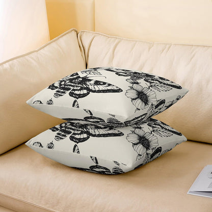 Feelyou Death Moth Boho Square Cushion Covers Set of 2 Skull Decor Reversible Outdoor Throw Pillow Covers Cases for Halloween Decorations Throw Pillowcases for Sofa Couch Chair Decor 24 x 24-Inch