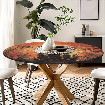 COTAIL Round Fitted Tablecloth with Elastic Edge Design Table Cover Waterproof Table Cloth Stain-Resistant for 32"-36" Round Table for Dining, Picnic, Party, Decor, Outdoor, Halloween