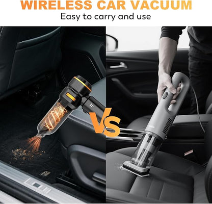 Handheld Car Vacuum Cleaner, 4-in-1 Cordless Vacuum Cleaner, 22000 PA High Power Portable Car Vacuum with Brushless Motor, for Home, Office, Camping (Black Golden)