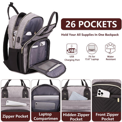 bagswan Laptop Backpack for Women/Men, Fits 15.6 Inch Laptop Bag, Fashion Travel Work Anti-theft Bag, Business Computer Waterproof Backpack Purse, Grey Black