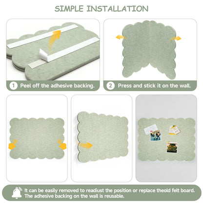 Felt Bulletin Board 36" x 24" Cork Board Alternative,Decorative Felt Pin Board Foldable Cork Boards for Walls Self-Adhesive Cork Board for Home Office Classroom Pin Board (Sage Green)