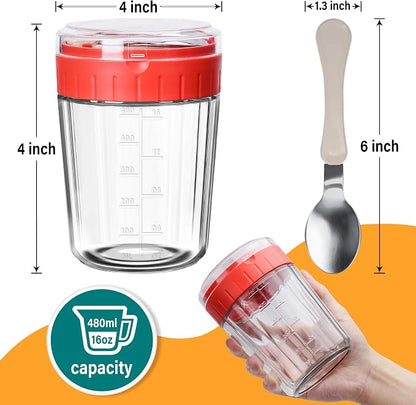 EONJOE Large Overnight Oats Containers to go,4 Pack Glass Meal Prep Jars 2 Cups Wide Mouth Yogurt Pudding Storage Airtight