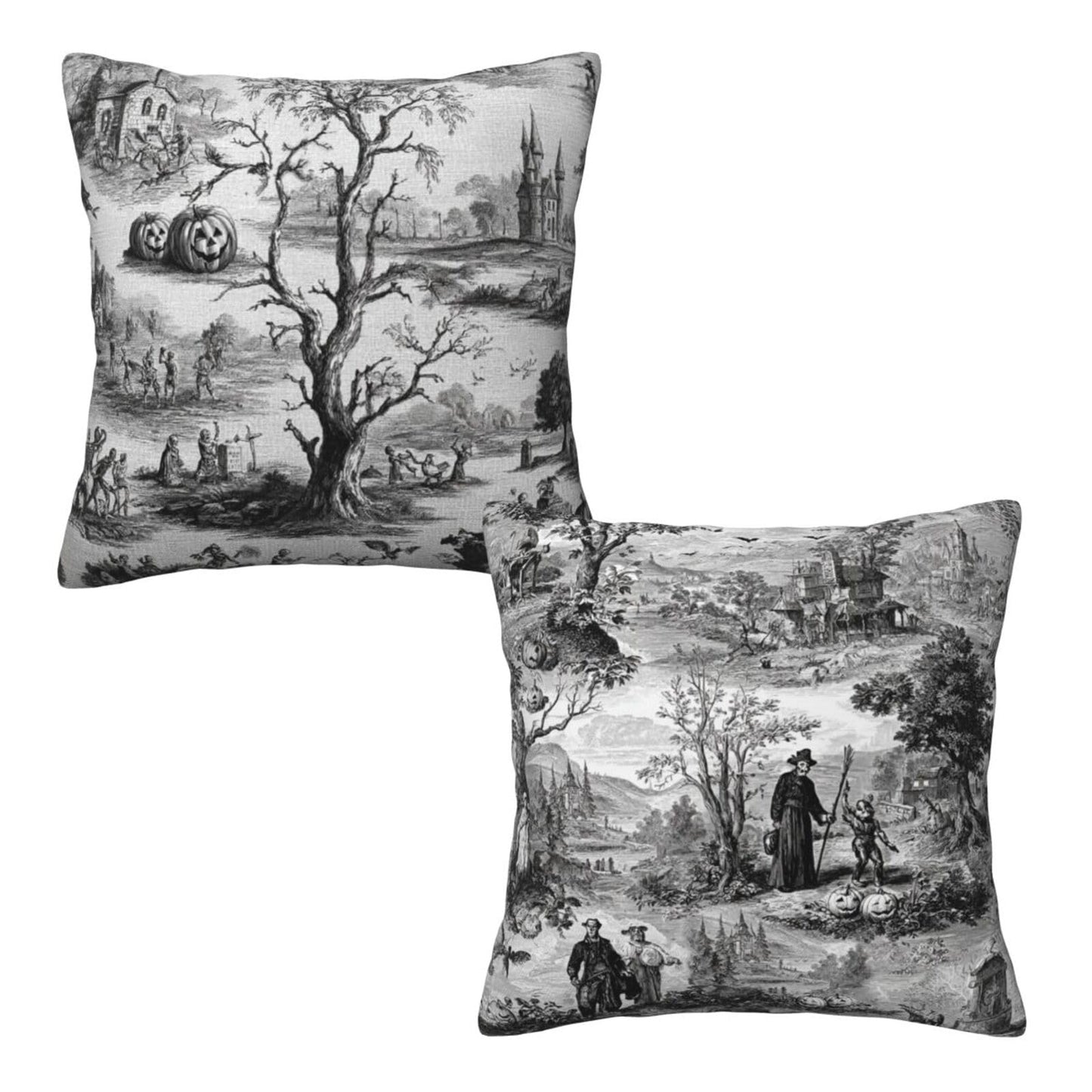 Ecixzyo Halloween Throw Pillow Covers 18x18 Set of 2 Square Pillow Case for Home Decor Couch Room