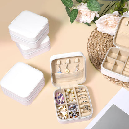 12 Pack Small Travel Jewelry Box Bulk Bridesmaid Proposal Gift Boxes Portable Mini Travel Jewelry Case PU Leather Earring Storage Box with Dividers for Women Girls Rings Necklace Earring Organizer