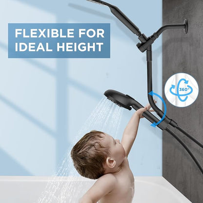 MakeFit Dual Handheld Shower Head Combo, 2-in-1 Rain Shower Heads System 8 Inch Rainfall Shower Head and 10 Modes High Pressure Hand Held Showerhead with Built-in Power Wash