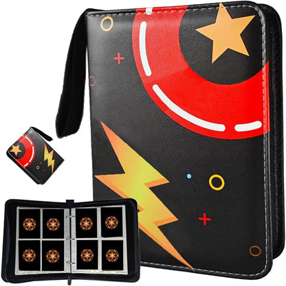 Trading Card Binder 4 Pockets, 3-Ring Zipper 400 Pockets Card Holder Book with 50 Removable Sleeves, Card Folder Album for Trading Cards, Game Cards