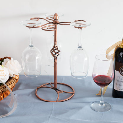 QPIX DIGITAL Wine Glass Rack, Bronze, Elegant Countertop Stemware Storage with 6 Hooks, Easy Assembly, Durable, 11"W x 11"L x 6"H
