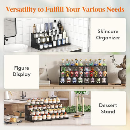 Lifewit Perfume Organizer, Bedroom Decor, Cologne Cupcake Stand, Tool-Free Assembly, Makeup Display Shelf for Vanity Bathroom Counter Storage, Black, 30 cm/12", 2 Pcs